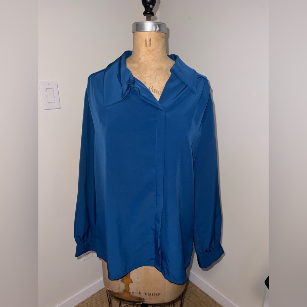 Pendleton Country Sophisticates Cobalt Blue Long-Sleeve Button-Front Blouse